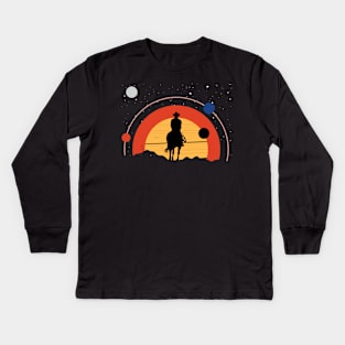 Horse Riding Astronaut Space Travel Solar System Kids Long Sleeve T-Shirt